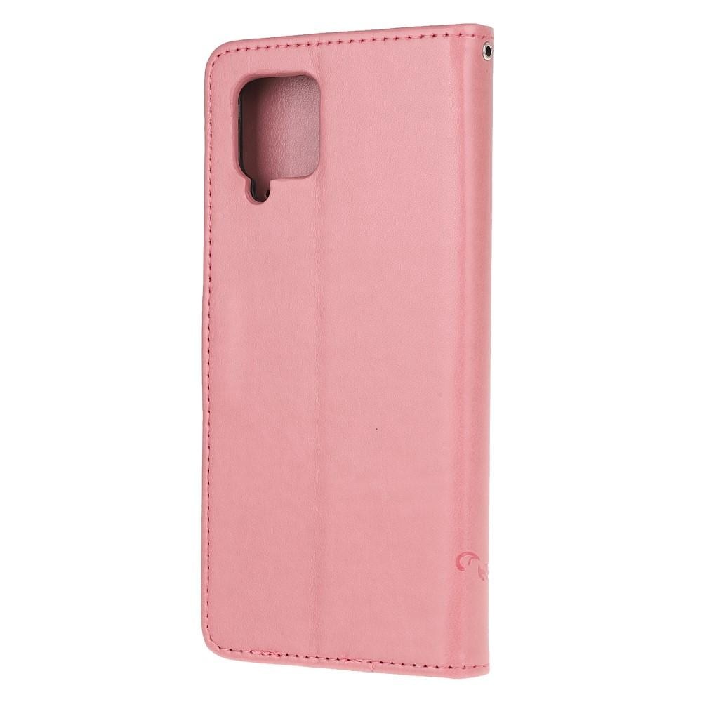 Samsung Galaxy A12 5G Handyhülle mit Schmetterlingsmuster, rosa