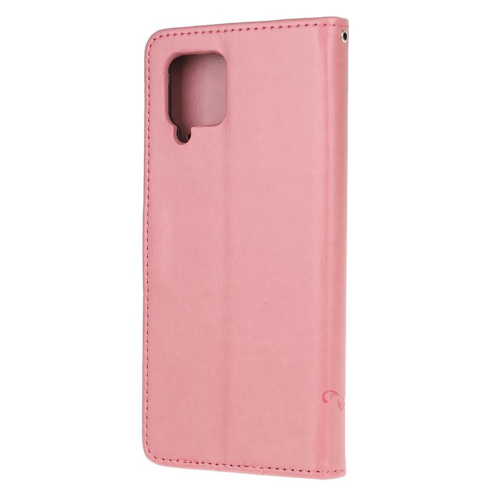 Samsung Galaxy A12 5G Handyhülle mit Schmetterlingsmuster, Rosa
