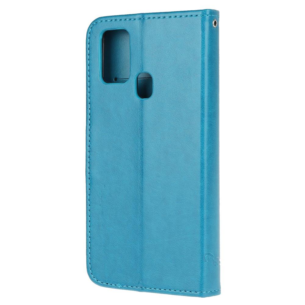 Samsung Galaxy A21s Handyhülle mit Schmetterlingsmuster, blau