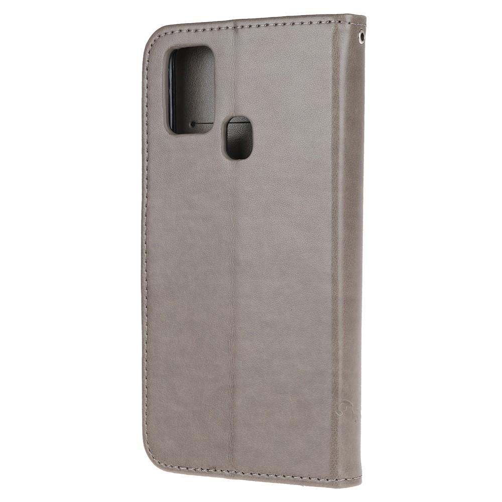 Samsung Galaxy A21s Handyhülle mit Schmetterlingsmuster, Grau