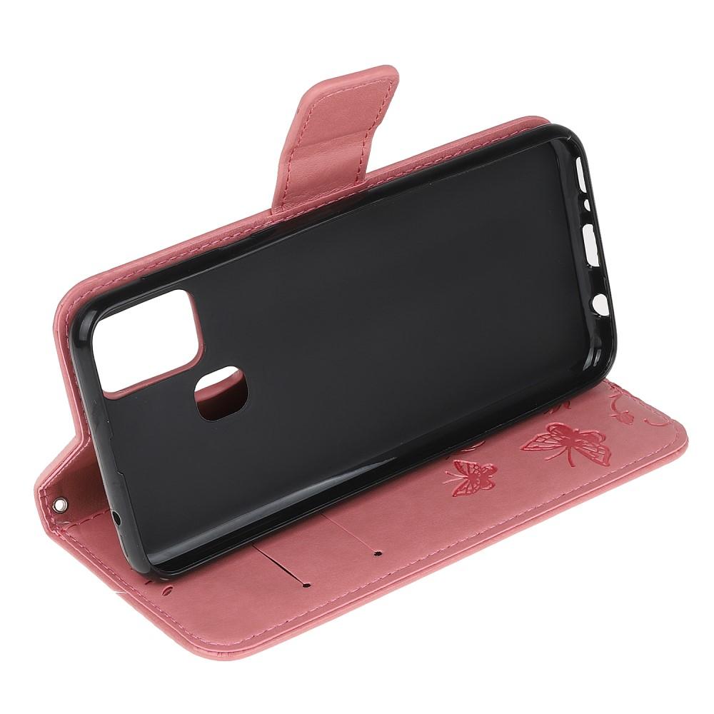 Samsung Galaxy A21s Handyhülle mit Schmetterlingsmuster, Rosa