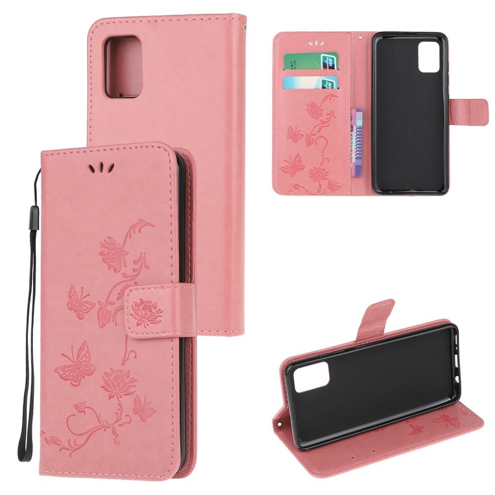 Samsung Galaxy A41 Handyhülle mit Schmetterlingsmuster, Rosa
