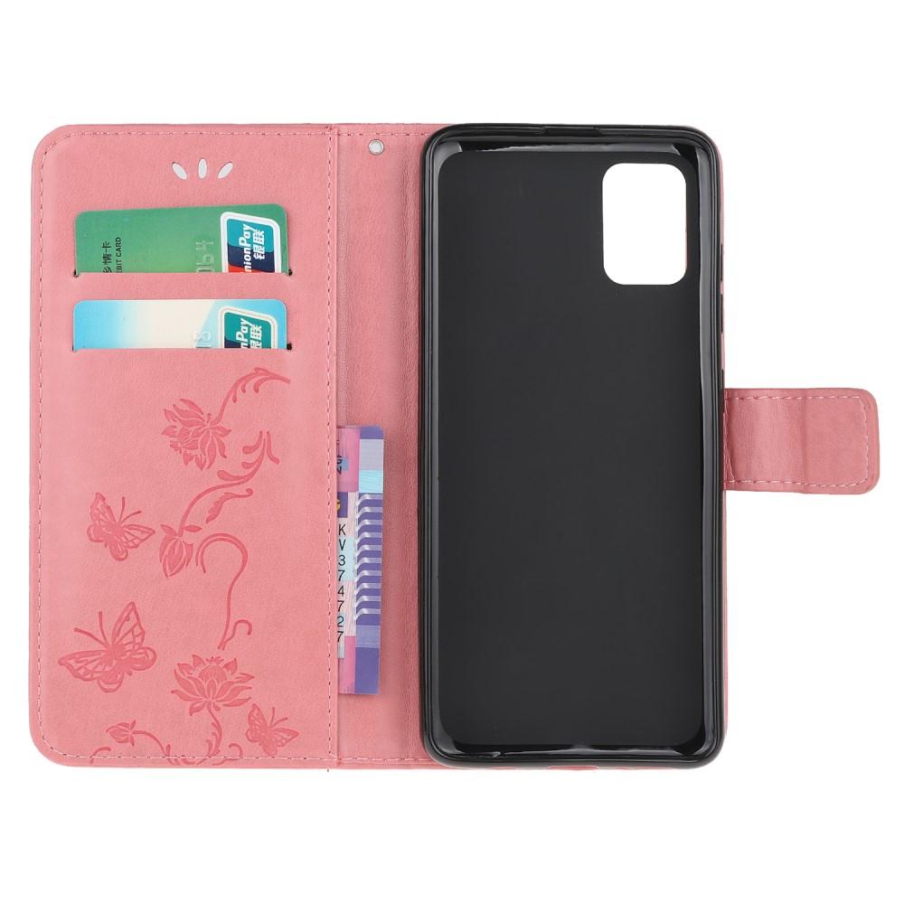 Samsung Galaxy A41 Handyhülle mit Schmetterlingsmuster, Rosa