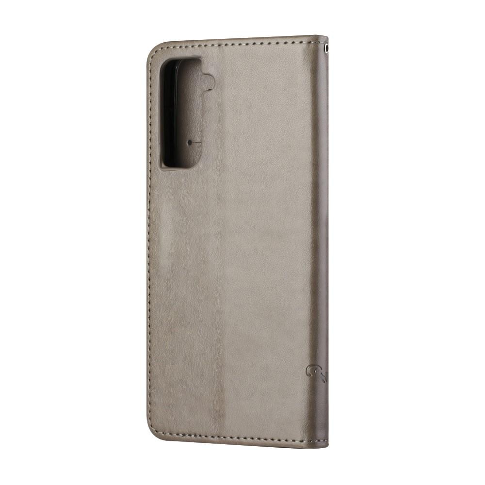 Samsung Galaxy S21 Handyhülle mit Schmetterlingsmuster, Grau