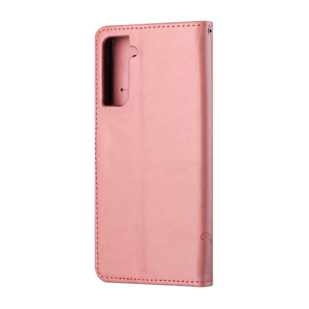 Samsung Galaxy S21 Plus Handyhülle mit Schmetterlingsmuster, rosa