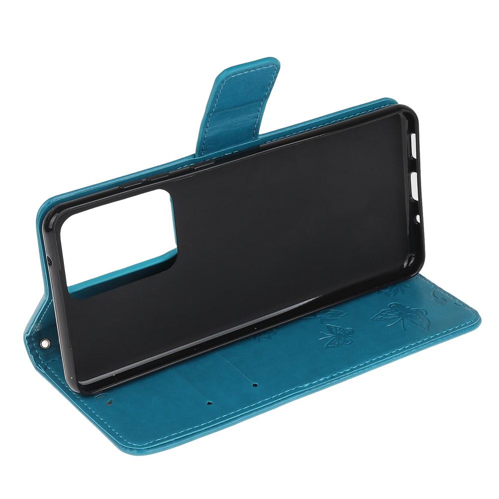 Samsung Galaxy S21 Ultra Handyhülle mit Schmetterlingsmuster, Blau