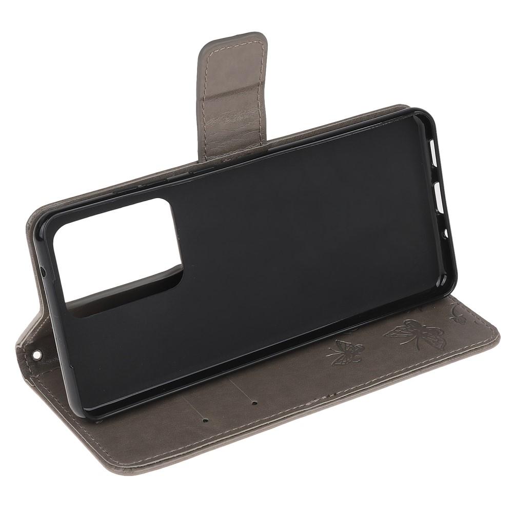 Samsung Galaxy S21 Ultra Handyhülle mit Schmetterlingsmuster, Grau