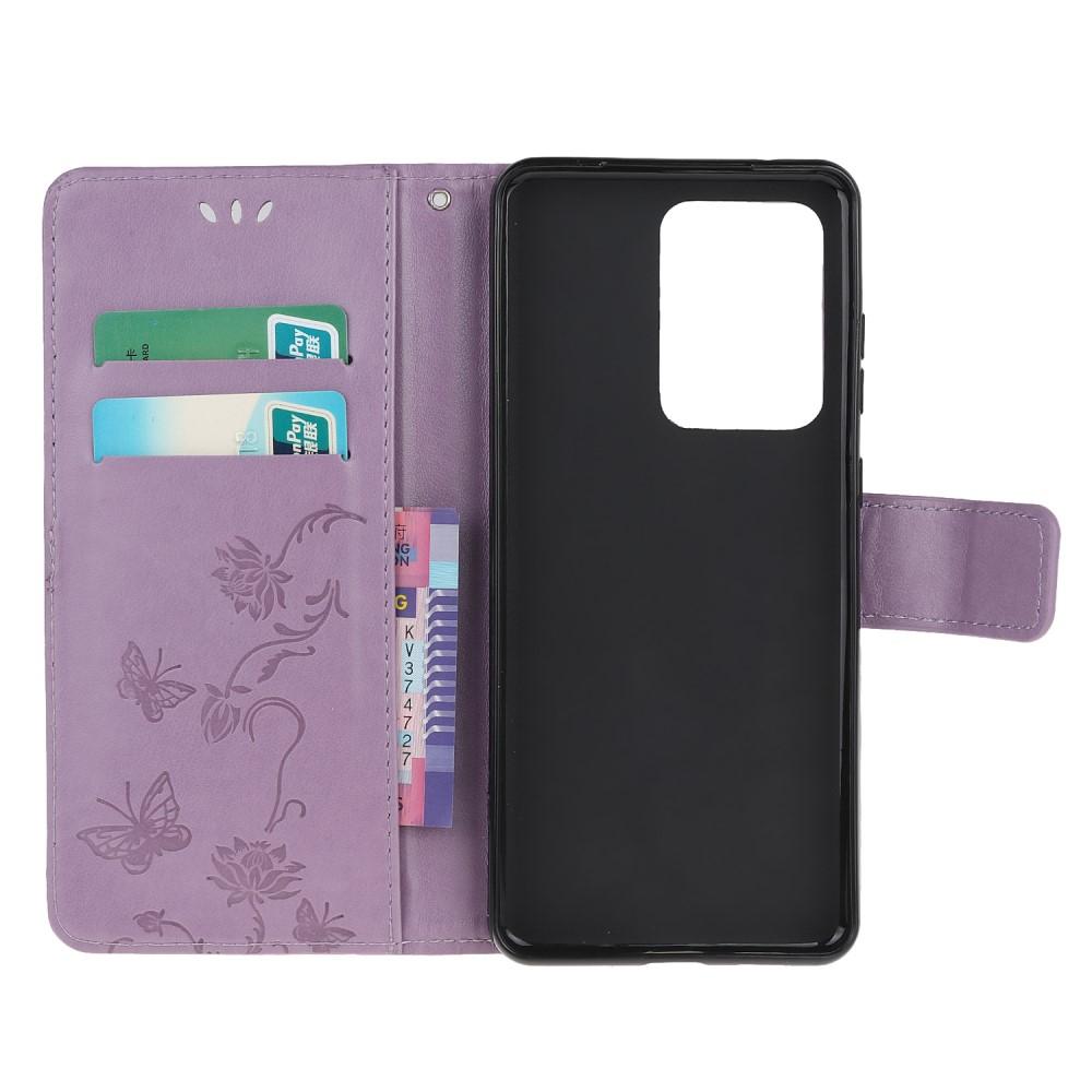 Samsung Galaxy S21 Ultra Handyhülle mit Schmetterlingsmuster, Lila