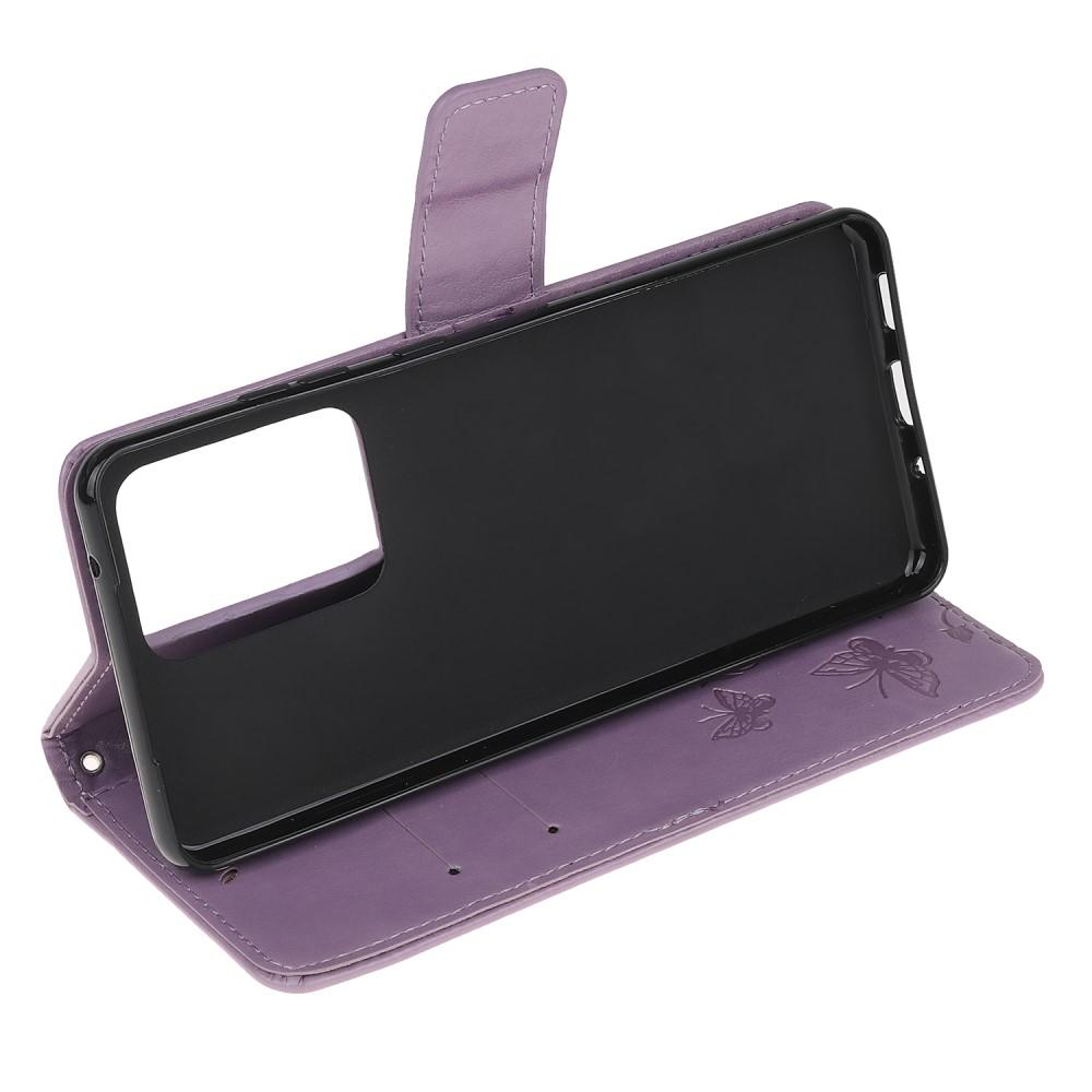 Samsung Galaxy S21 Ultra Handyhülle mit Schmetterlingsmuster, Lila