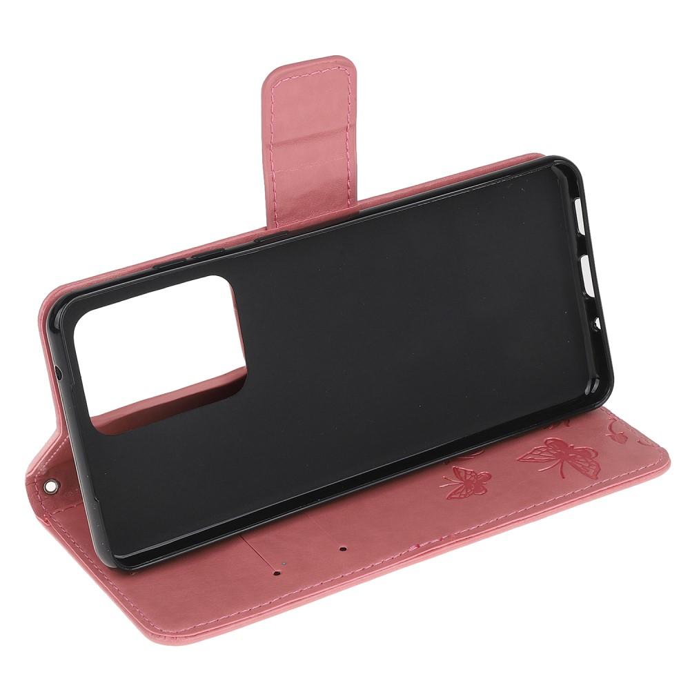 Samsung Galaxy S21 Ultra Handyhülle mit Schmetterlingsmuster, Rosa