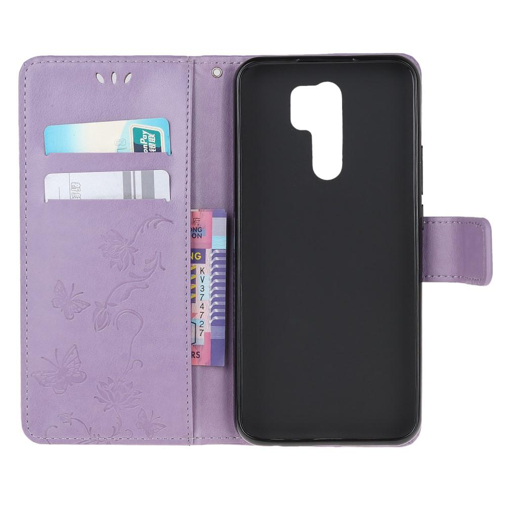 Xiaomi Redmi 9 Handyhülle mit Schmetterlingsmuster, Lila