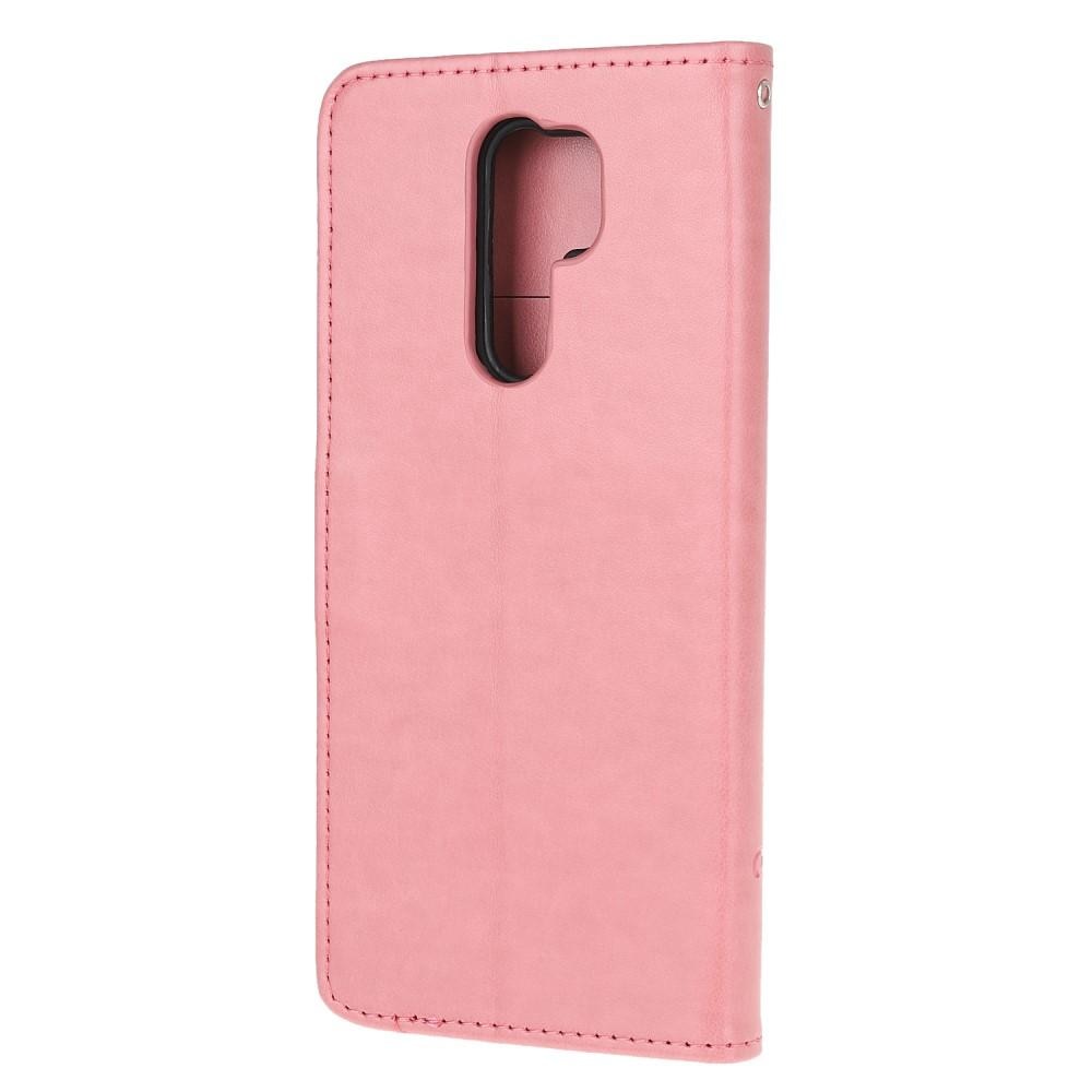 Xiaomi Redmi 9 Handyhülle mit Schmetterlingsmuster, rosa