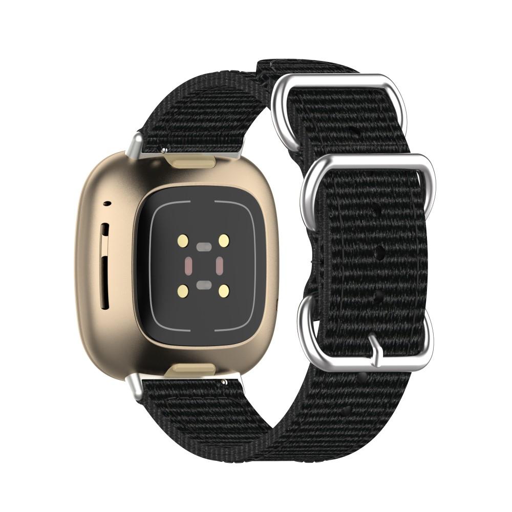 Fitbit Versa 3/Sense Nato Armband Schwarz