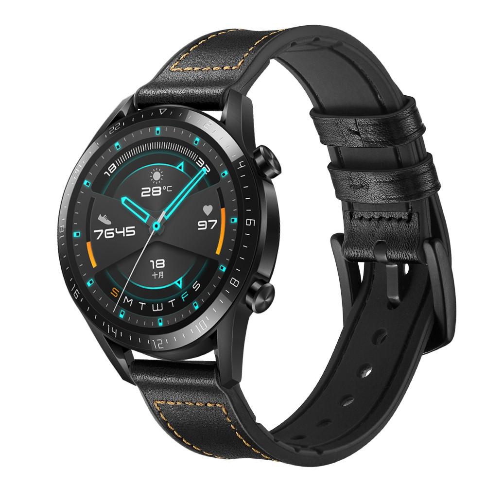 Huawei Watch GT 2 Pro/GT 2 46mm/GT 2e Premium Lederarmband Schwarz