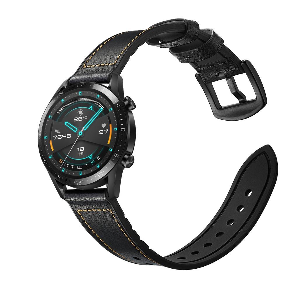 Huawei Watch GT 2 Pro/GT 2 46mm/GT 2e Premium Lederarmband Schwarz