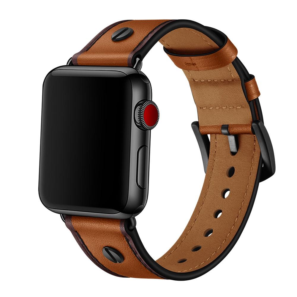 Apple Watch SE 44mm Premium Stud Armband cognac