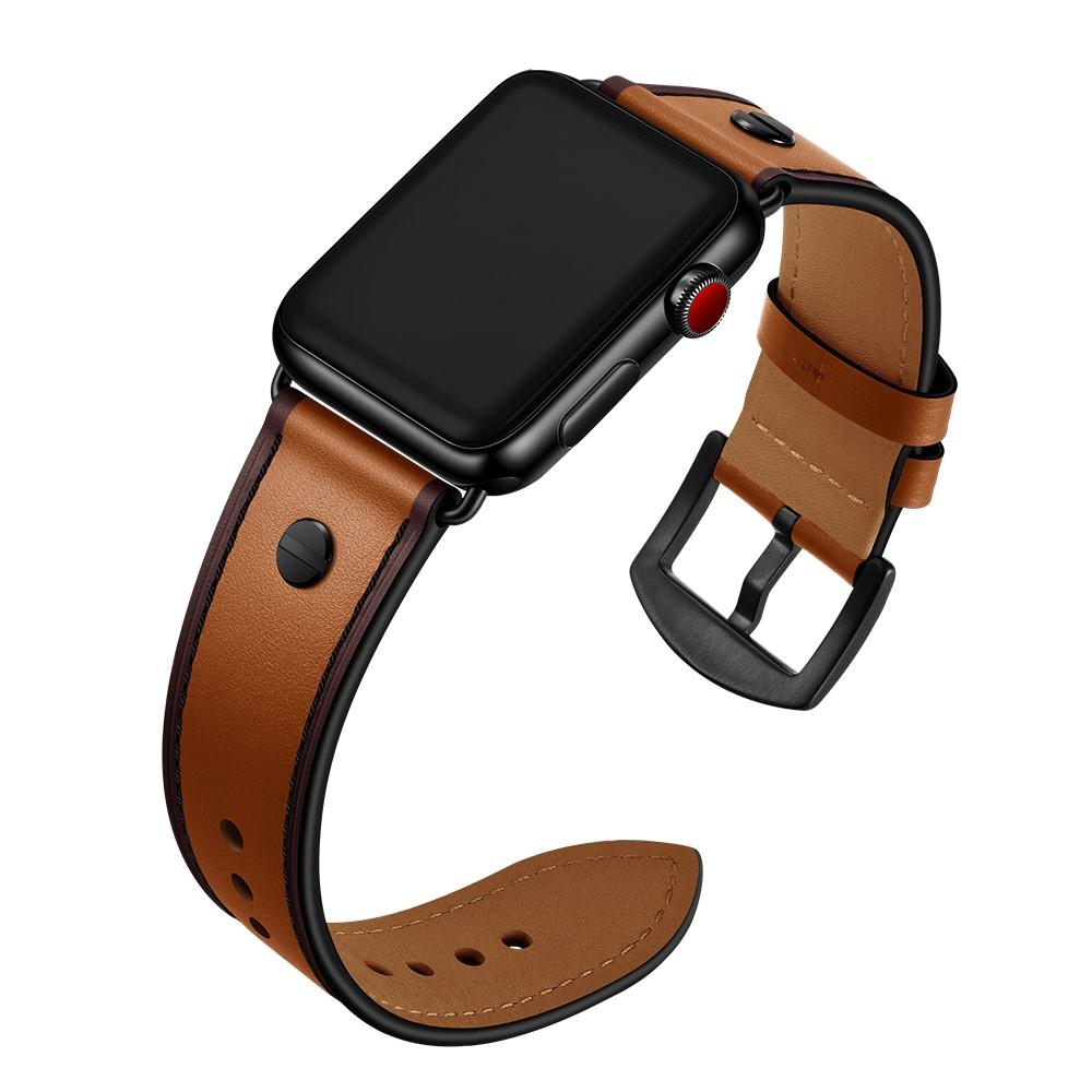 Apple Watch 45mm Series 7 Premium Stud Armband cognac