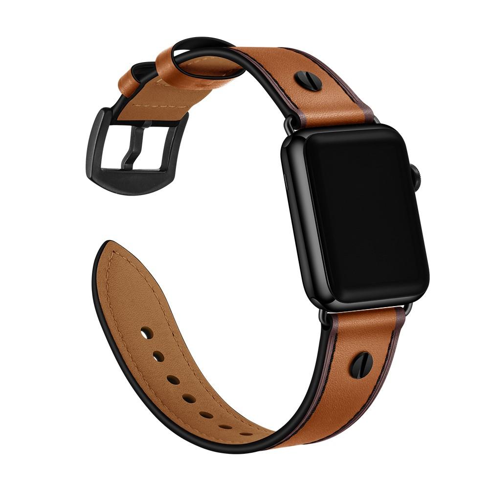 Apple Watch 45mm Series 7 Premium Stud Armband cognac