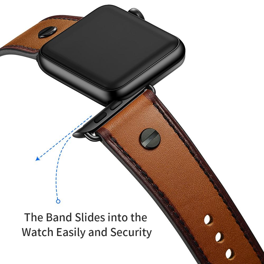 Apple Watch 45mm Series 7 Premium Stud Armband cognac