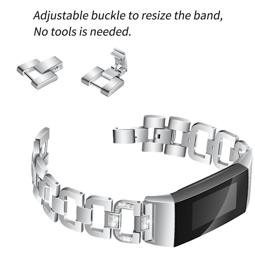 Fitbit Charge 3/4 Rhinestone Bracelet Silber