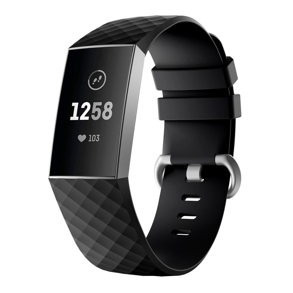 Fitbit Charge 3/4 Armband aus Silikon, schwarz