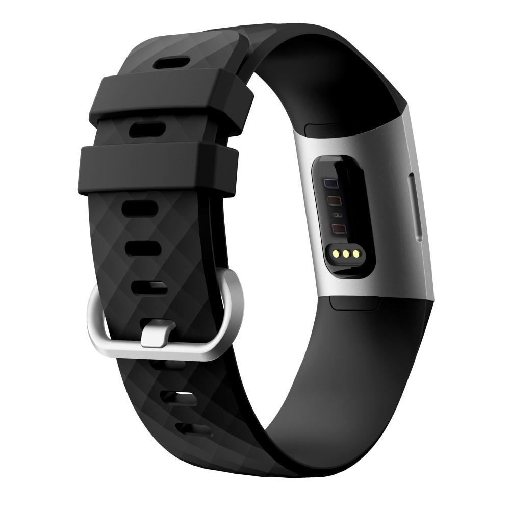 Fitbit Charge 3/4 Armband aus Silikon, schwarz