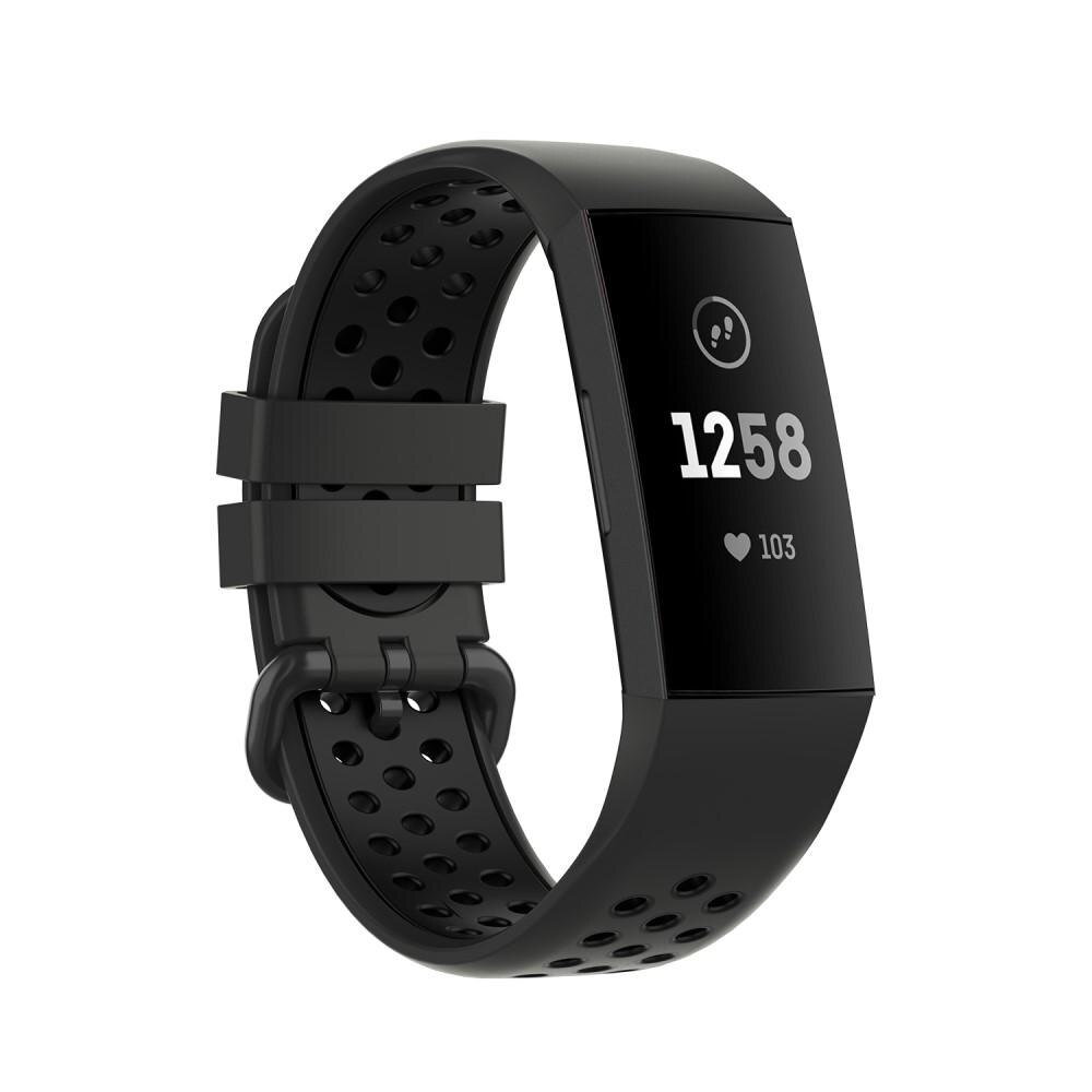 Fitbit Charge 3/4 Sport Armband aus Silikon Dunkelgrau