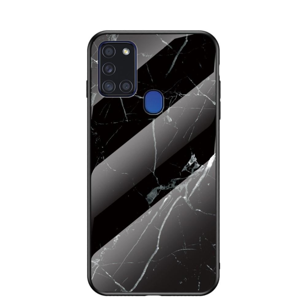 Samsung Galaxy A21s Hülle aus gehärtetem Glas Black Marble