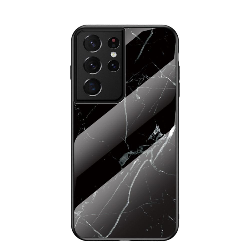 Samsung Galaxy S21 Ultra Hülle Gehärtetem Glas Black Marble
