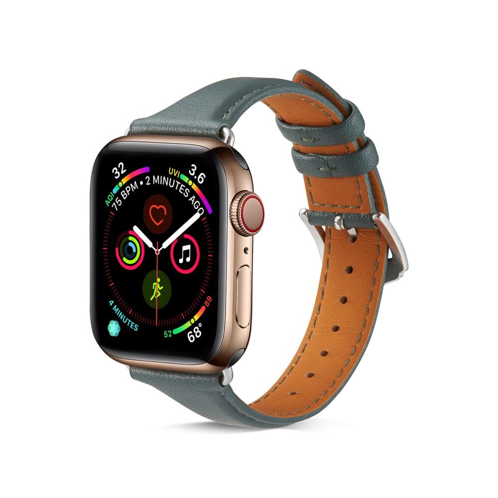 Apple Watch 45mm Series 7 Slim Lederarmband grün