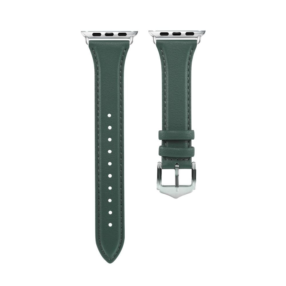 Apple Watch 41mm Series 8 Slim Lederarmband grün