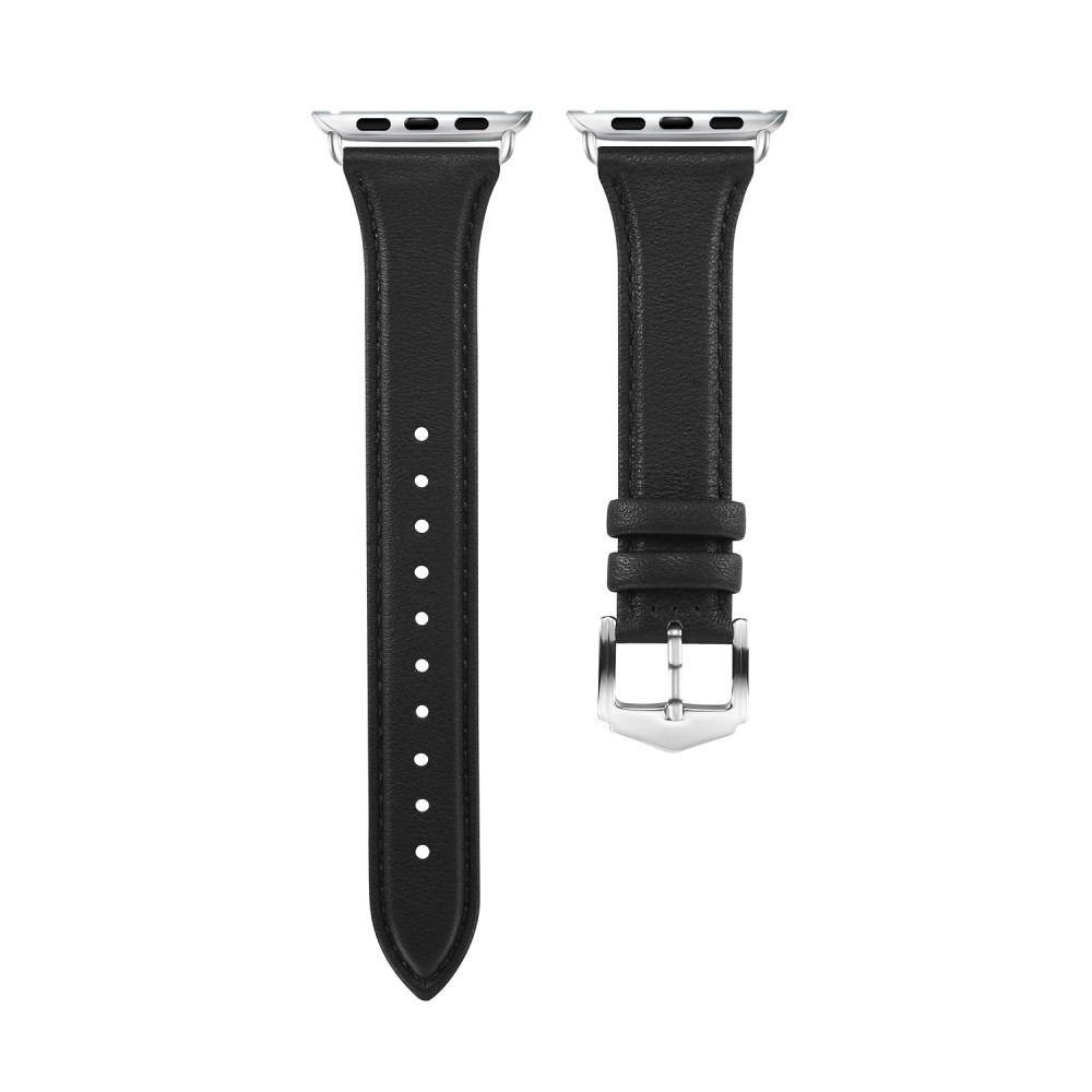 Apple Watch 41mm Series 8 Slim Lederarmband schwarz