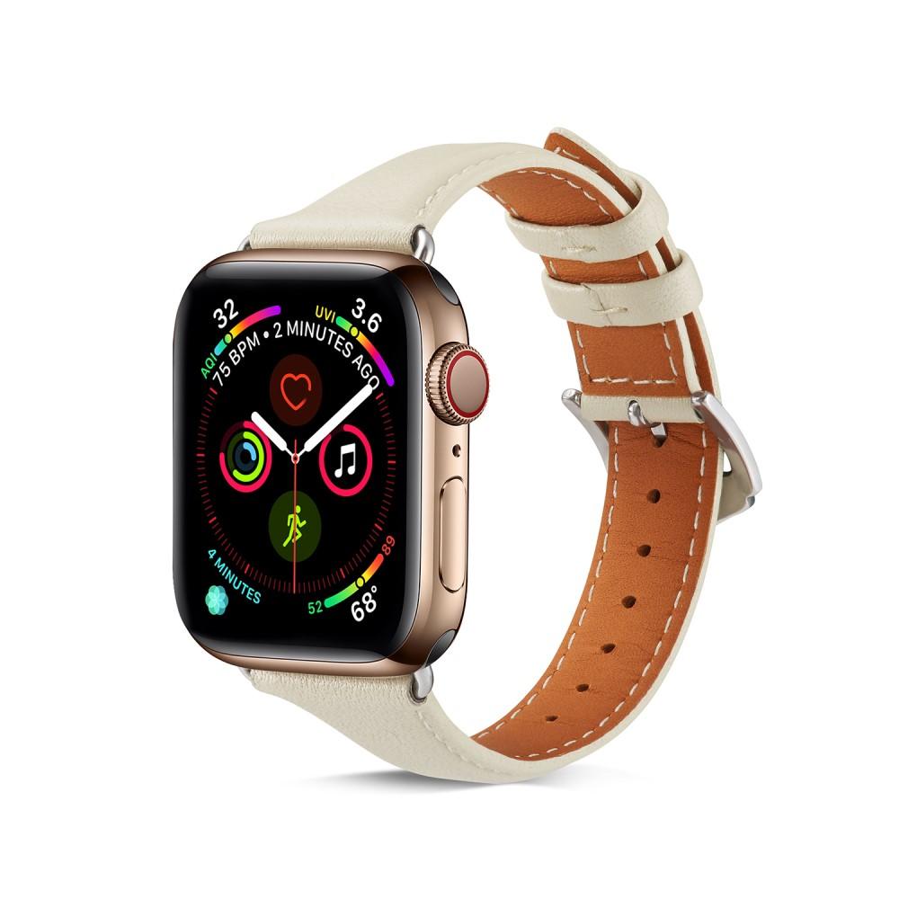 Apple Watch SE 40mm Slim Lederarmband beige