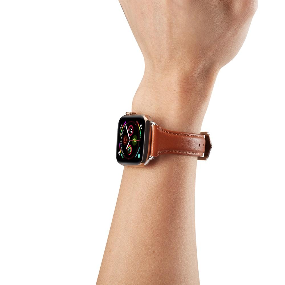 Apple Watch 42/44/45 mm Slim Lederarmband Braun