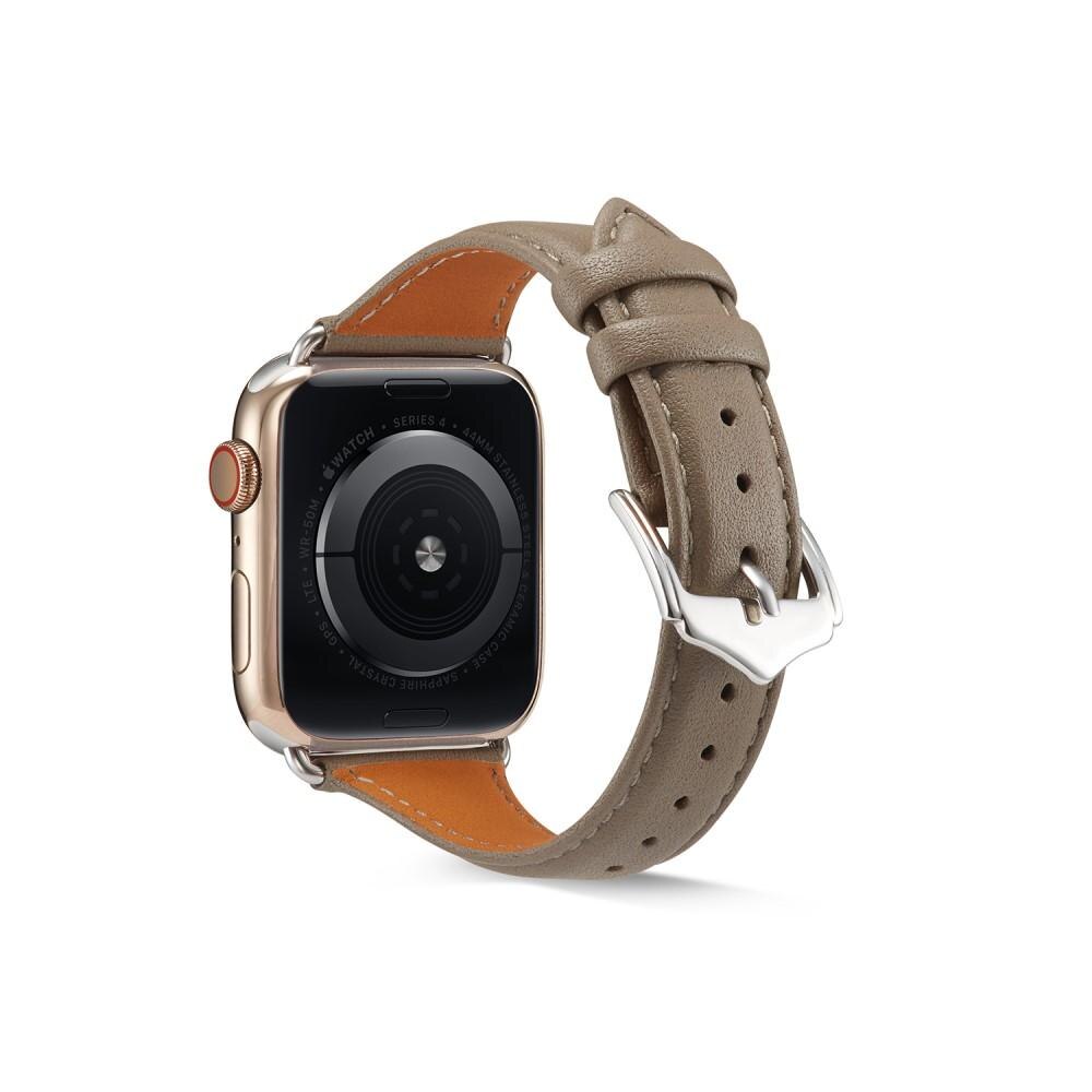 Apple Watch 45mm Series 8 Slim Lederarmband Grau