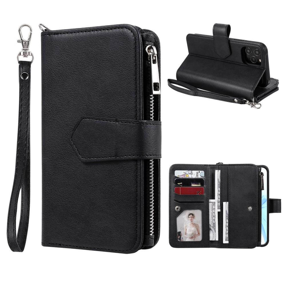 iPhone 12/12 Pro Zipper Magnet Wallet Schwarz