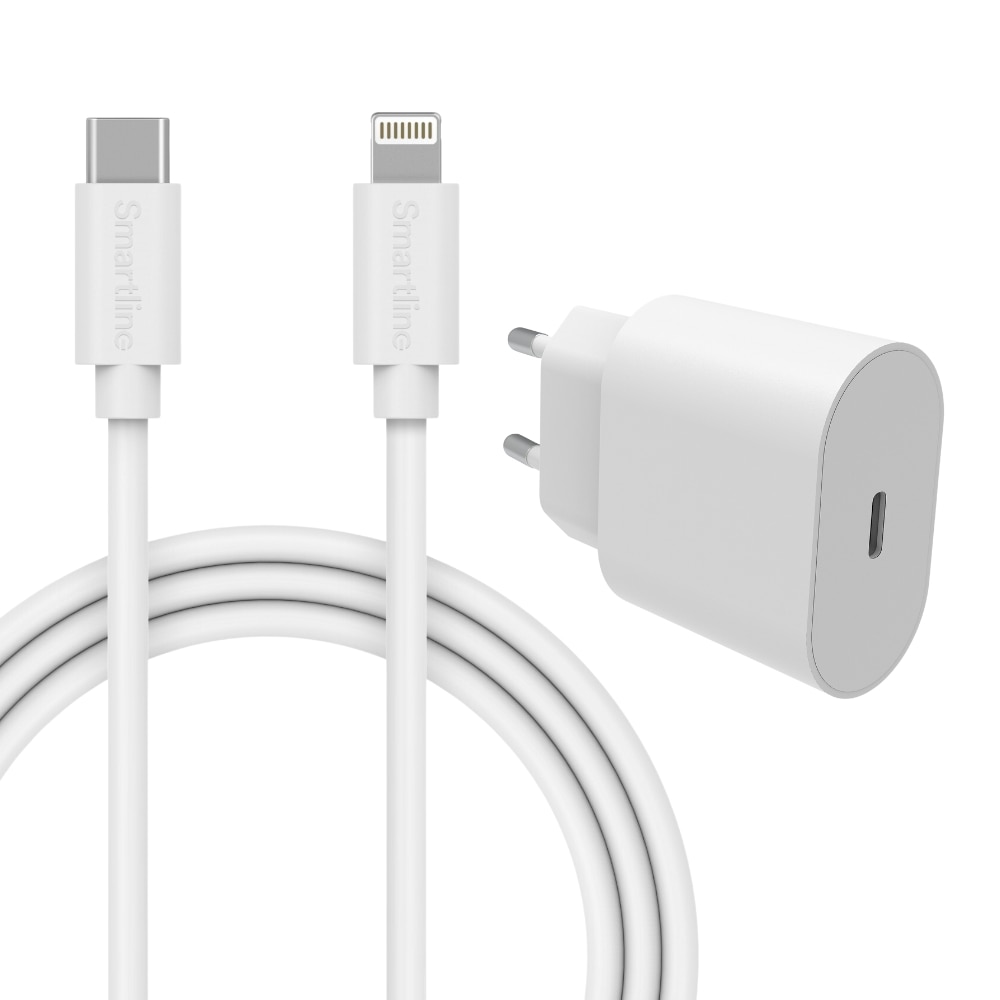 Zwei-in-eins-Ladegerät für iPhone 7 - 2m-Kabel und Wandladegerät - Smartline