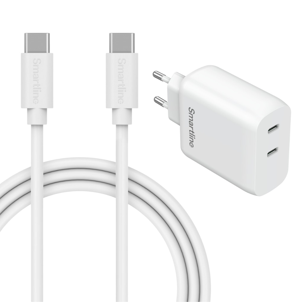 Premiumladegerät Motorola Moto G24 -  2m-Kabel und Dual Wandladegerät USB-C 35W - Smartline