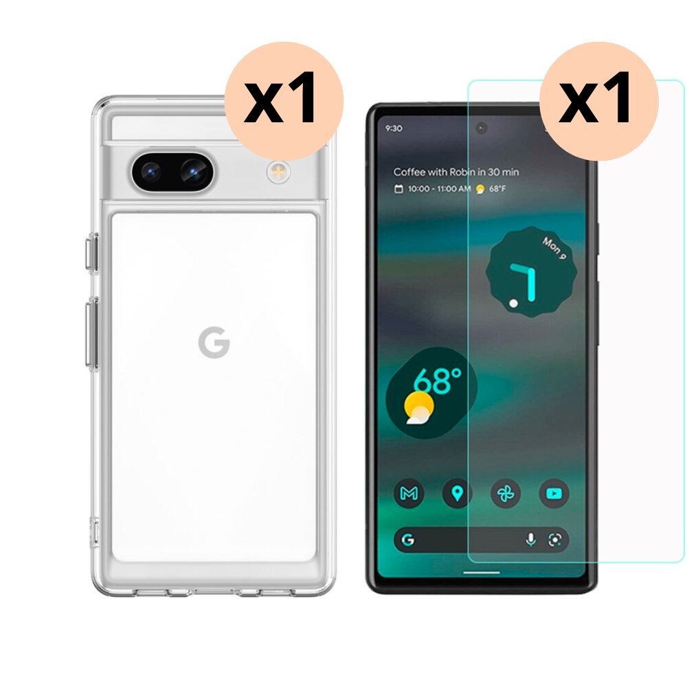 Google Pixel 7a Kit mit Hülle und Displayschutz-Panzerglas