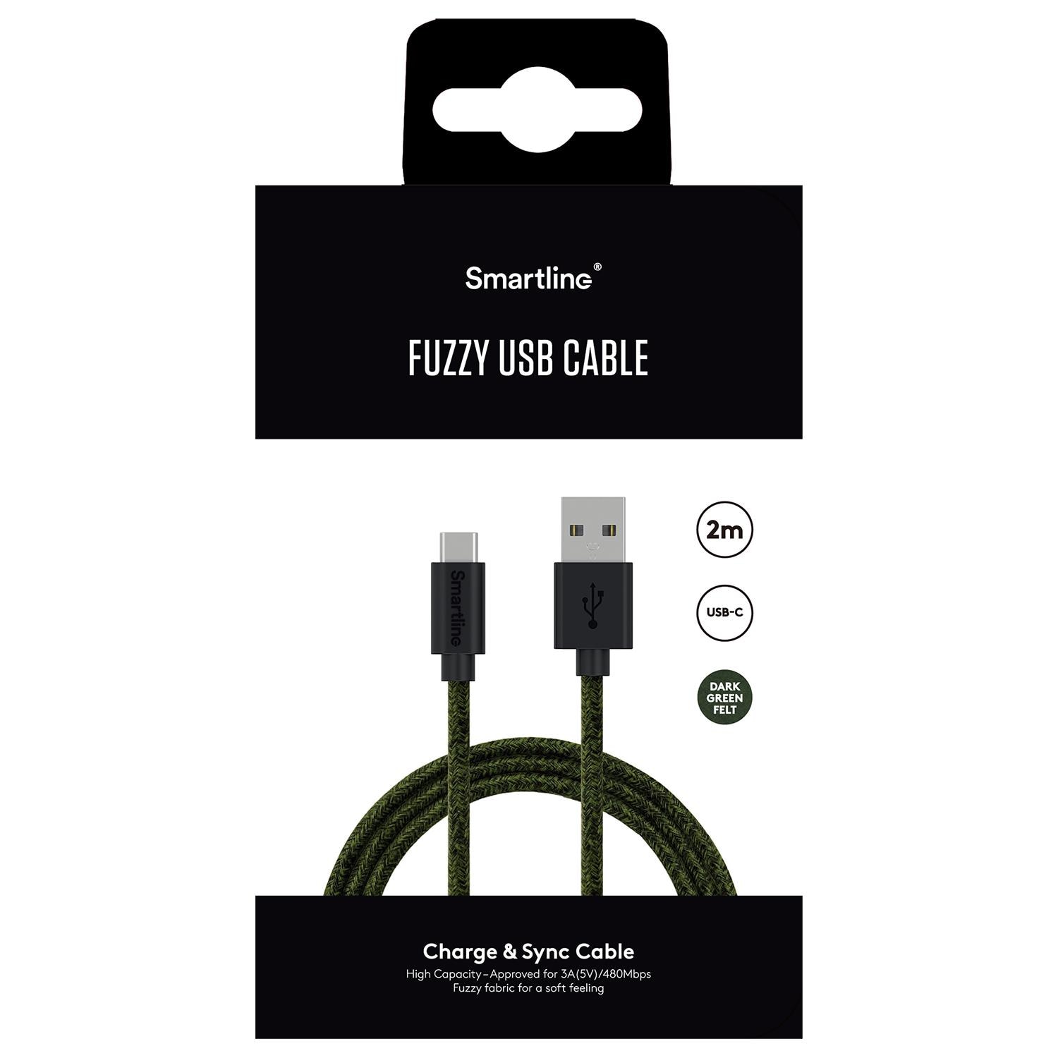 Fuzzy USB-kabel USB-C 2m Lila