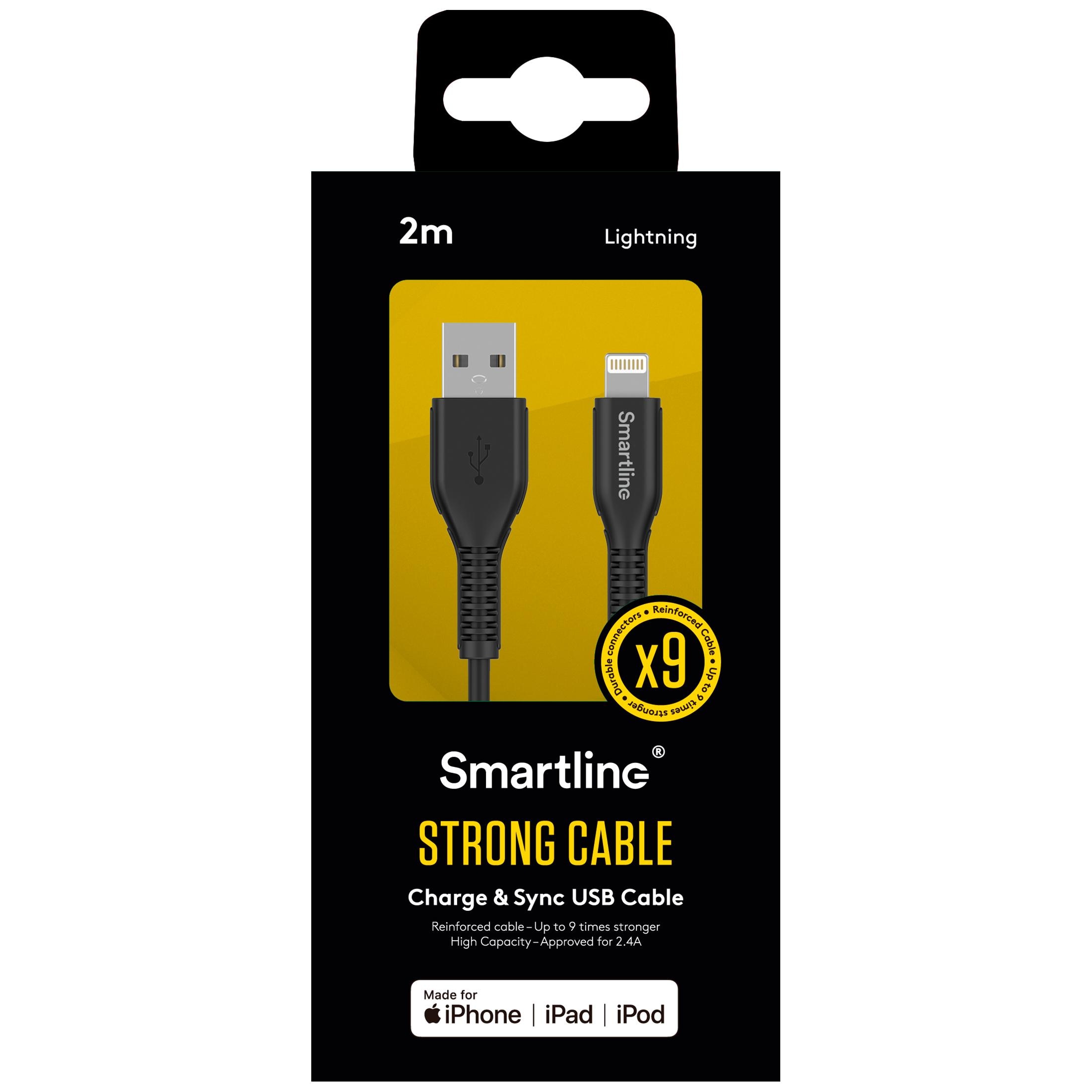 Strong USB-kabel Lightning 2m Schwarz