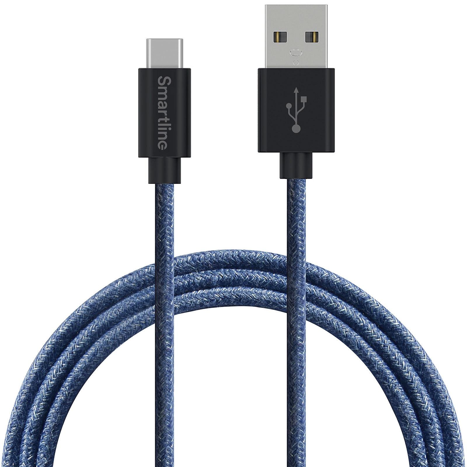 Fuzzy USB-kabel USB-C 2m Blau