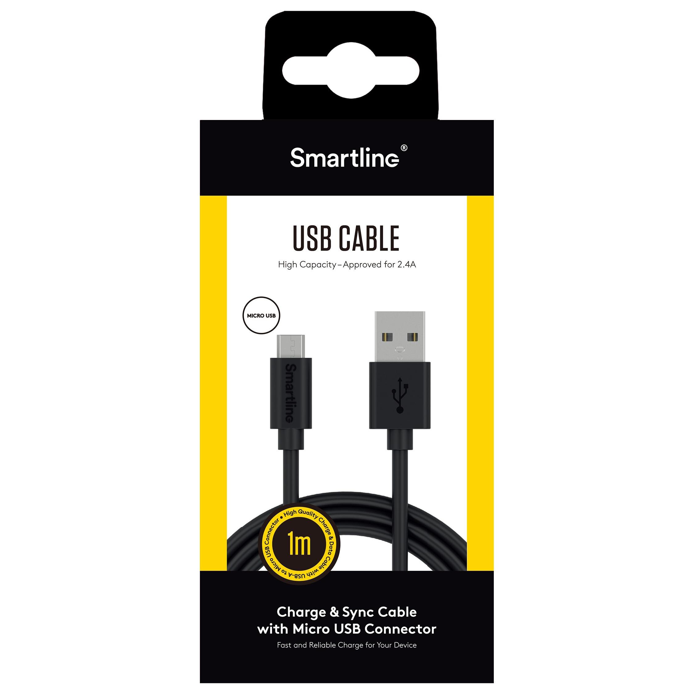 USB-kabel MicroUSB 1m Schwarz