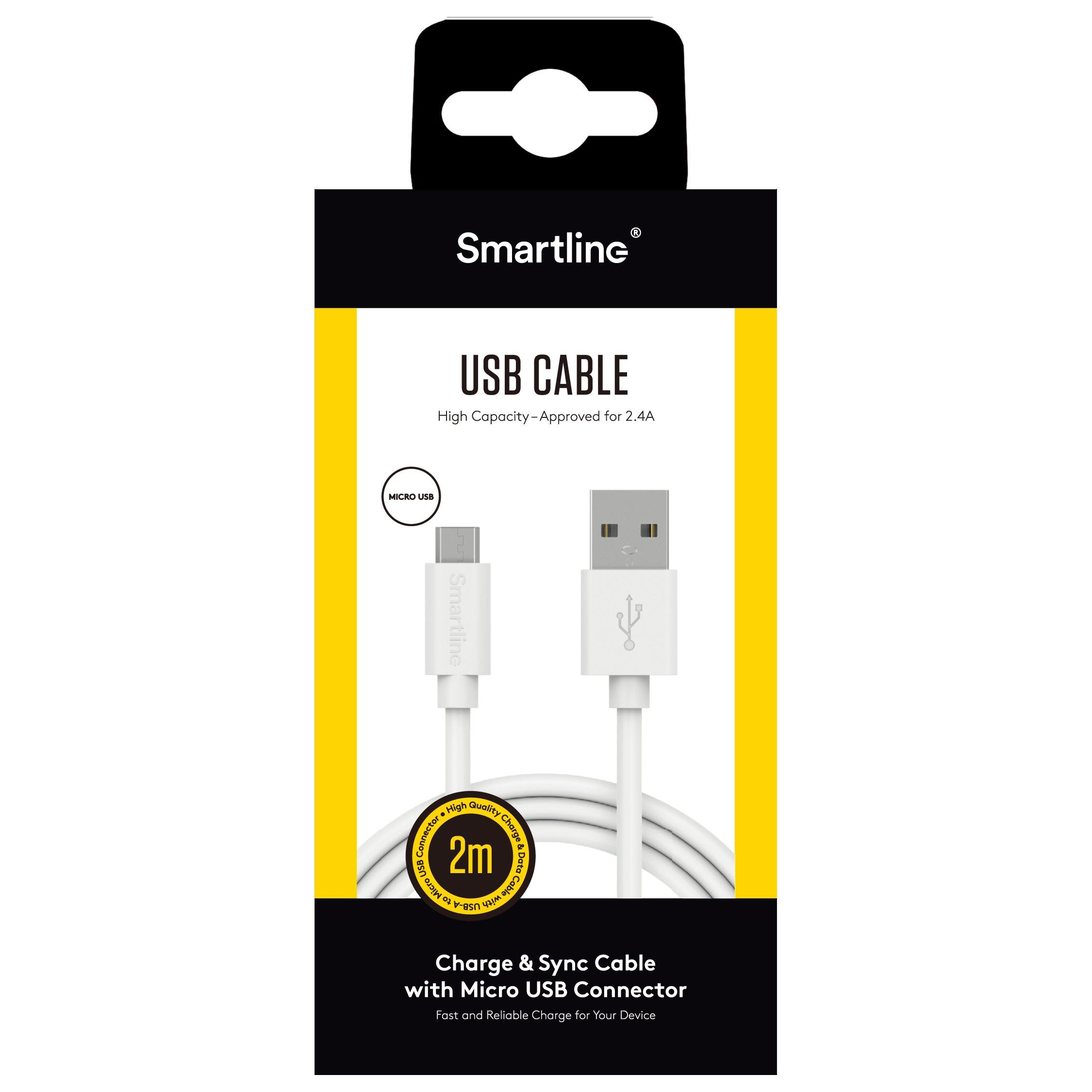 USB-kabel MicroUSB 2m Weiß
