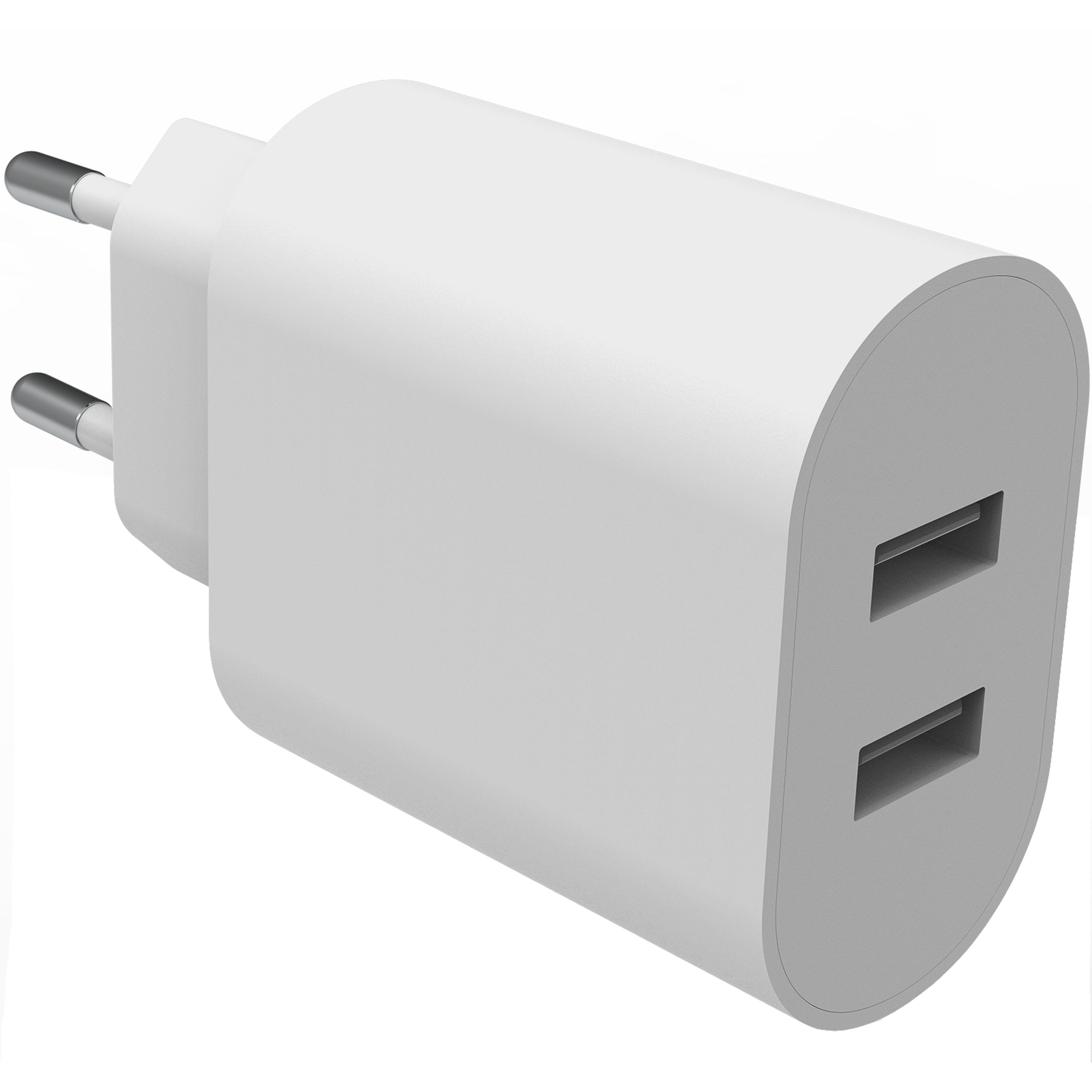 Wand-Ladegerät Dual USB 4.8A Weiß