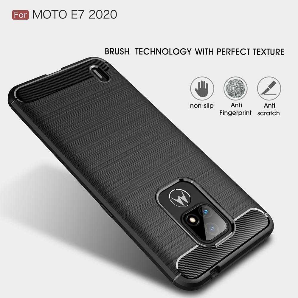 Motorola Moto E7 Hülle TPU Brushed Schwarz