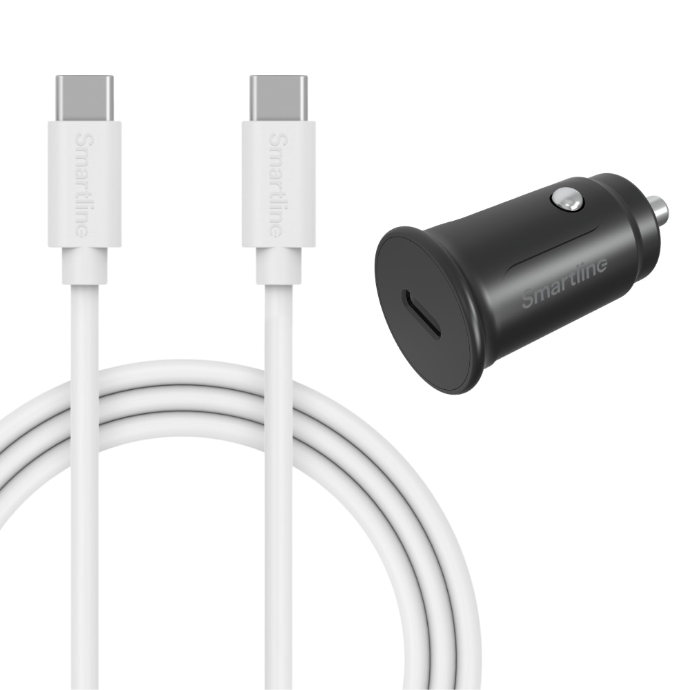 Zwei-in-eins Auto-Ladegerät - 1m-USB-C-Kabel und USB-C-Ladegerät - Smartline