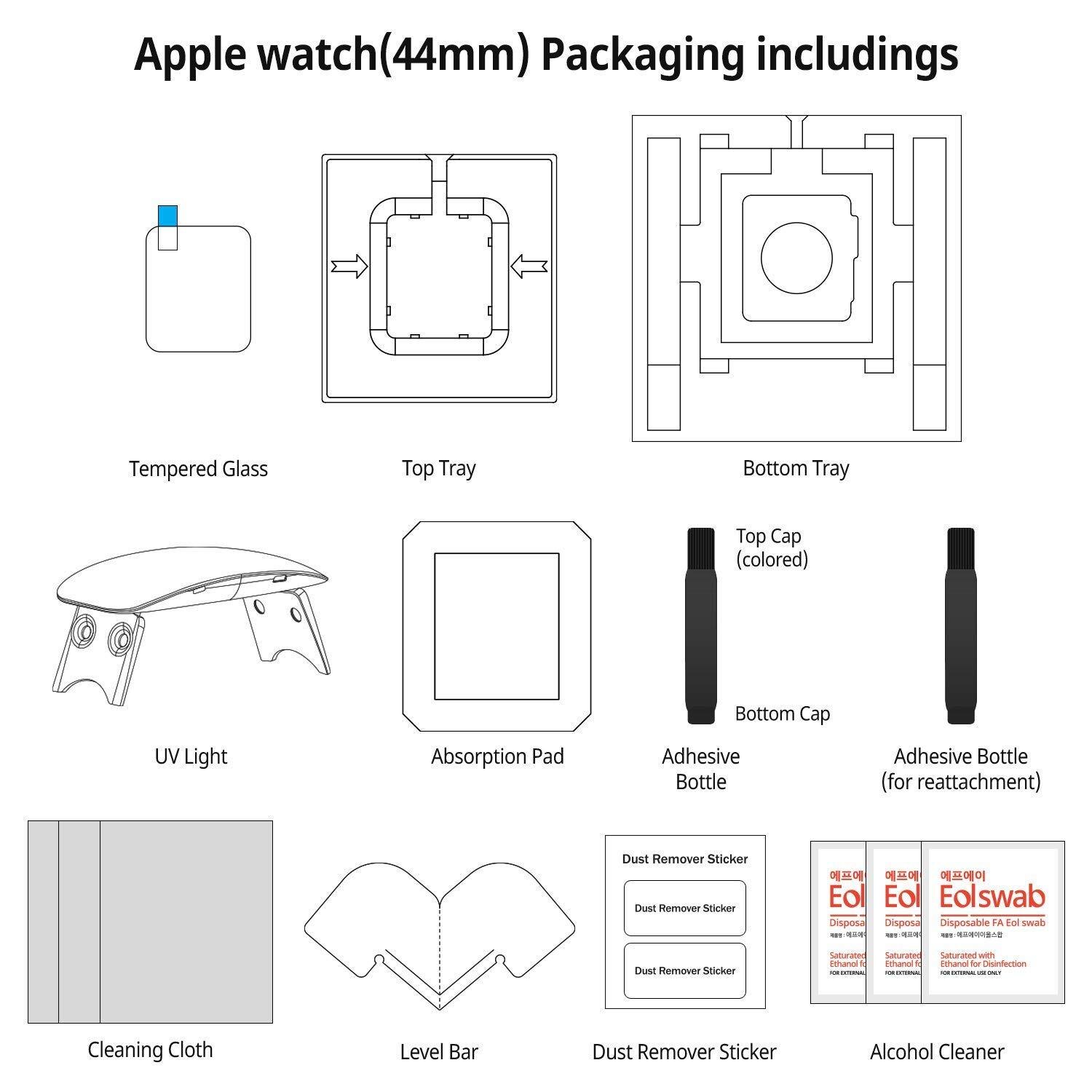 Dome Glass Screen Protector (2 Stück) Apple Watch 44 mm